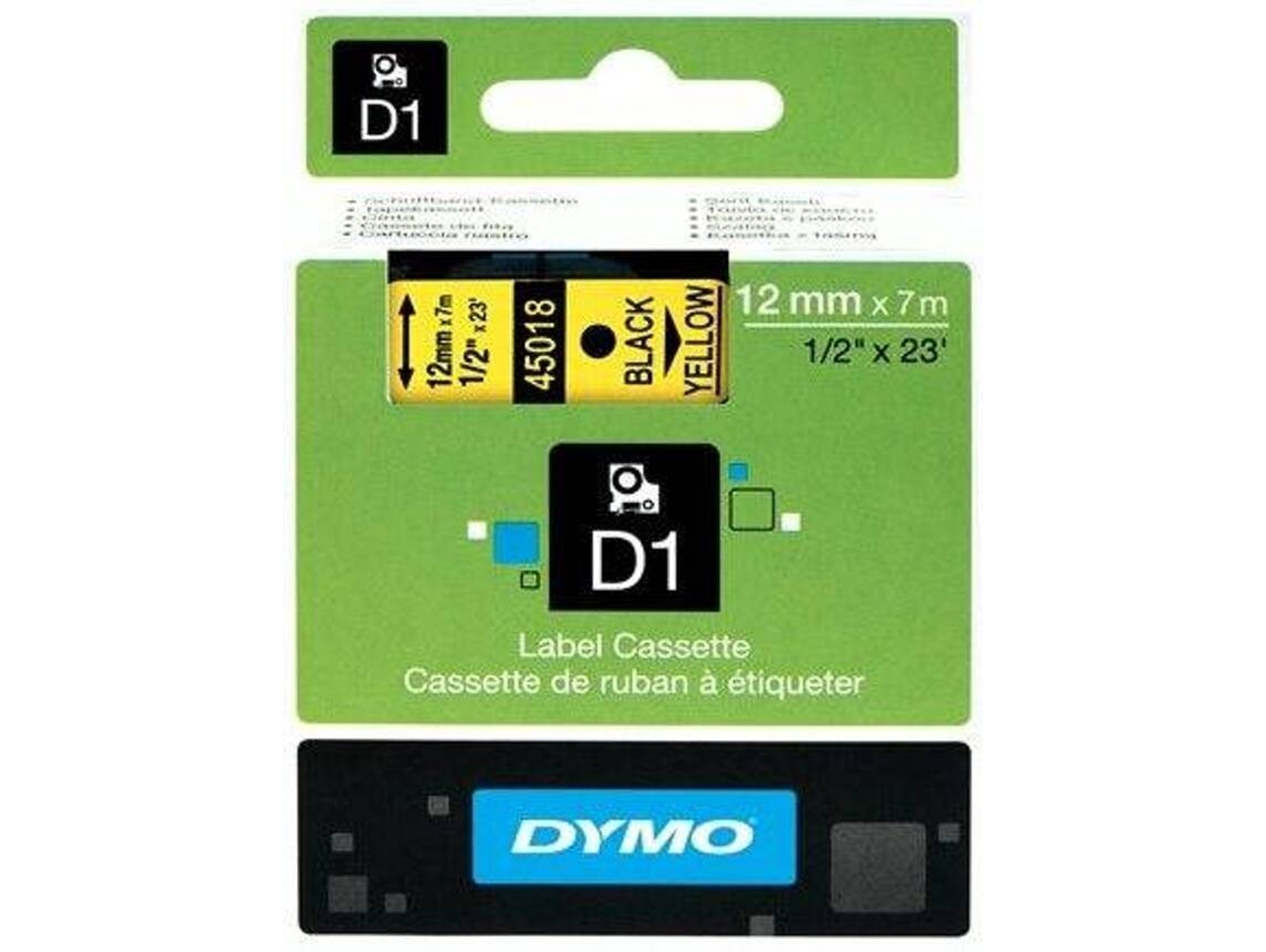 FITAS DYMO D1 12MM PRETO/AMARELO