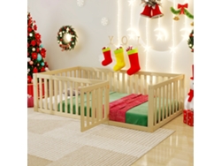 Cama infantil de 90 x 200 cm, base de madera, estructura con barandilla y puerta. Tienda Bga