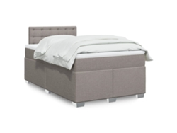 Cama Box Spring Con Colchón Tela Gris Taupe 120x200 Cm