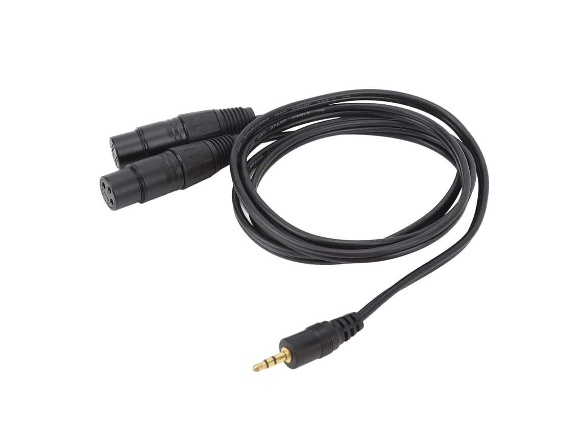 Cabo 3.5mm Macho Para 2 Xlr Fêmea 22awg Ofc Qualidade De Som Hi-fi Para Microfone Performance