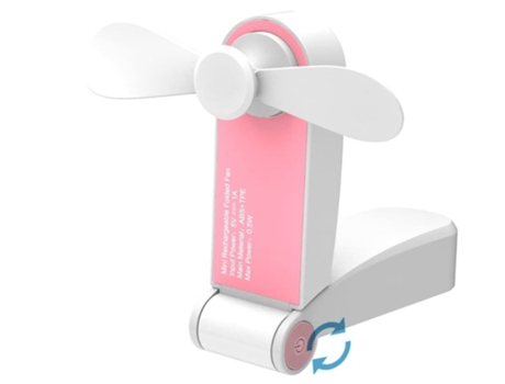 Mini ventilador portátil de bolsillo, ventilador de mesa con USB recargable para el hogar o viajes, 2 velocidades, pequeño ventilador portátil rosa...