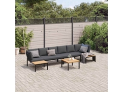 Conjunto de sofá de jardín de 5 piezas con cojines de aluminio negro de DKD Home Decor