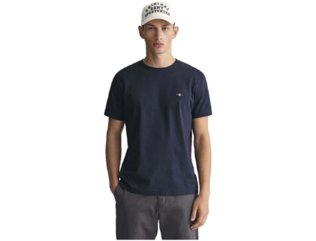 Camiseta Ultrafina de Hombre GANT Corta Fit Shield Azul (M)