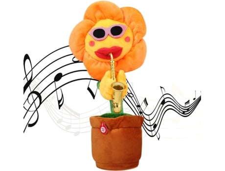 Musical cantando y bailando girasol suave peluche divertido creativo saxofón niños juguete (amarillo) JEDBESETZT