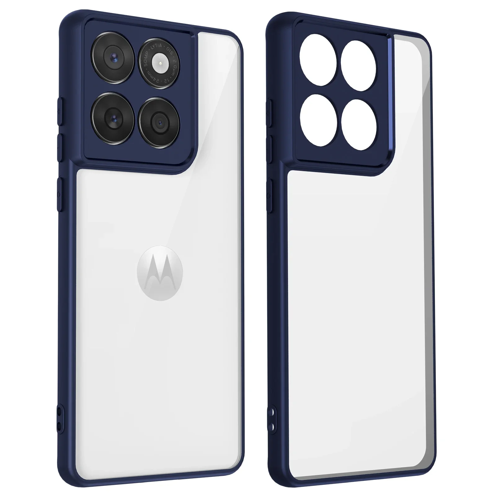 (azul, Motorola Edge 60) Funda Protectora Transparente Esmerilada Para Vehículos Motorola Con Tapa Para La Lente.