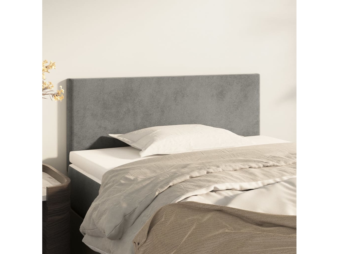 Cabecero De Terciopelo Gris Claro 90x5x78/88 Cm
