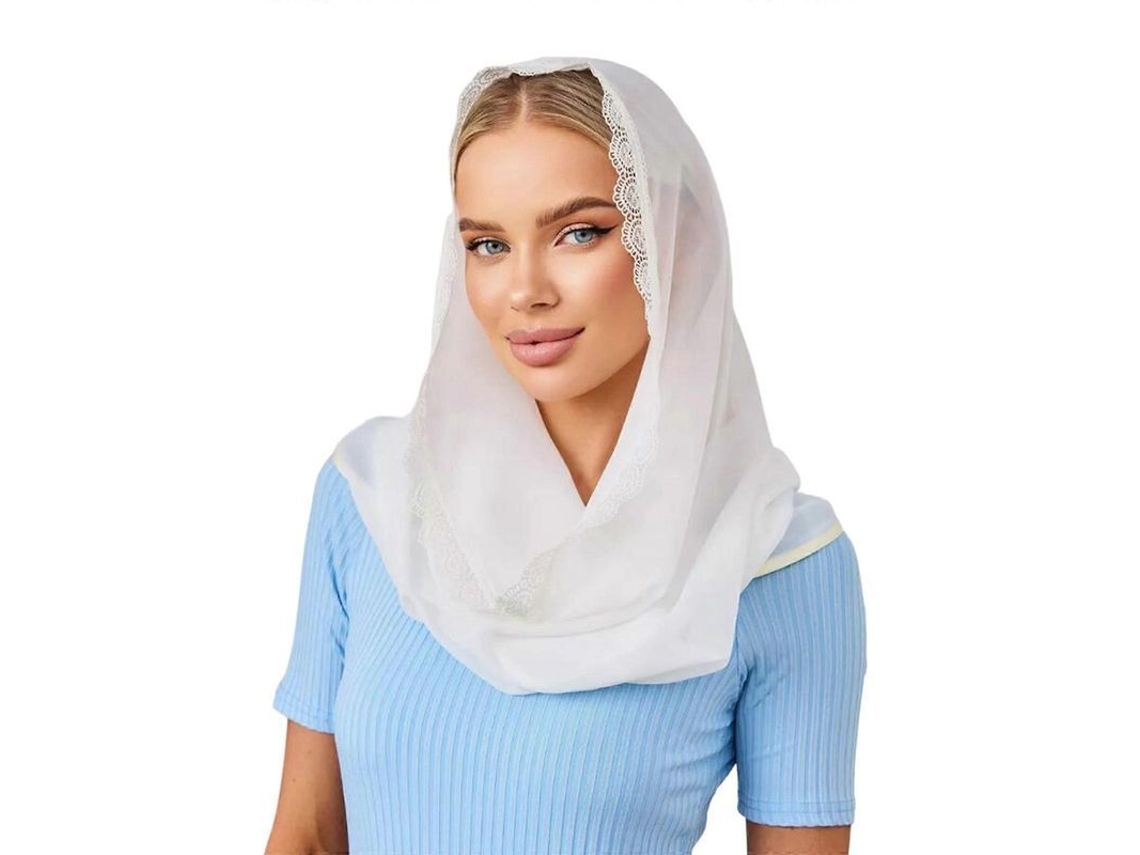 Elegante Conjunto De Iglesia Con Delicado Encaje Para Mujeres Y Niñas Católicas: Bautizo, Comunión, Visitas Al Vaticano.