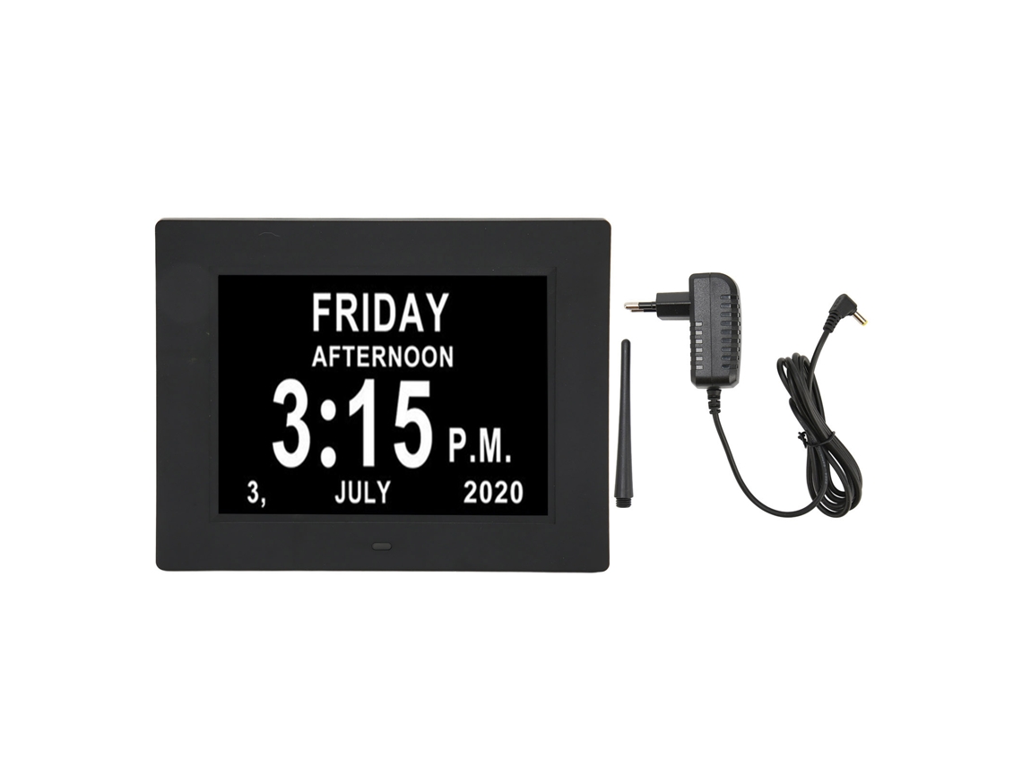 Reloj Digital Diurno De 7 Pulgadas Con Atenuación Automática, Calendario Y Alarma Para Personas Mayores (enchufe Europeo)