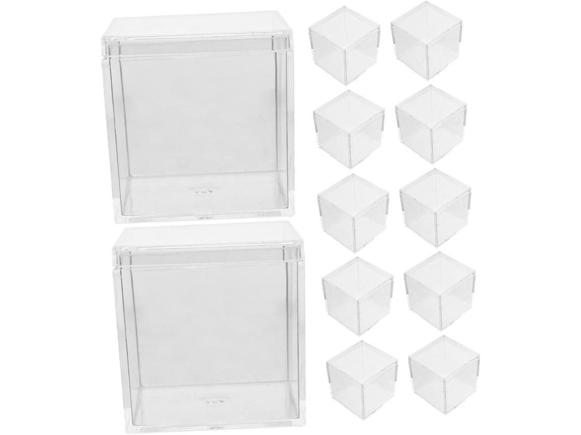 Juego 15 Cajas Cuadradas Acrílico Transparente Apilables Ideales Guardar Joyas Dulces Pequeños Accesorios