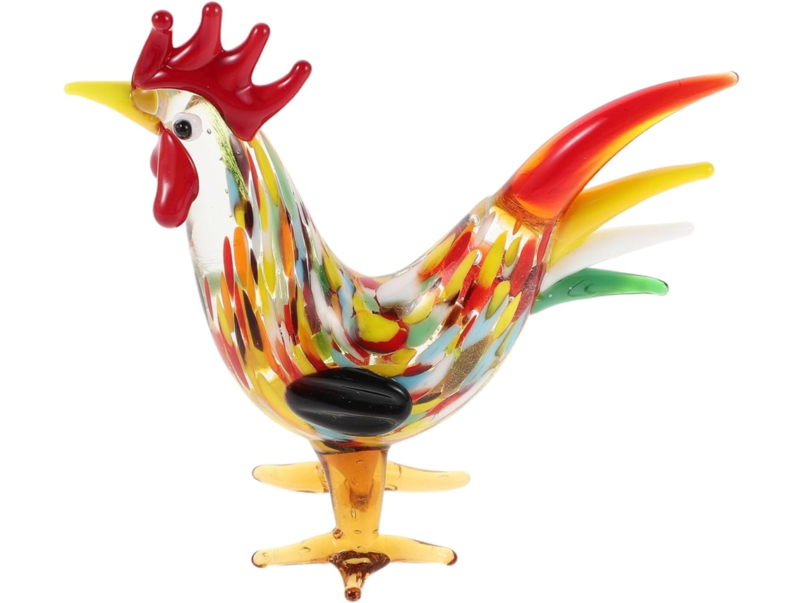 Adorno Gallo Vidrio Soplado Hecho Figura Decorativa Fiestas Decoración Oficinas Diseño Vibrante Ahorra Espacio