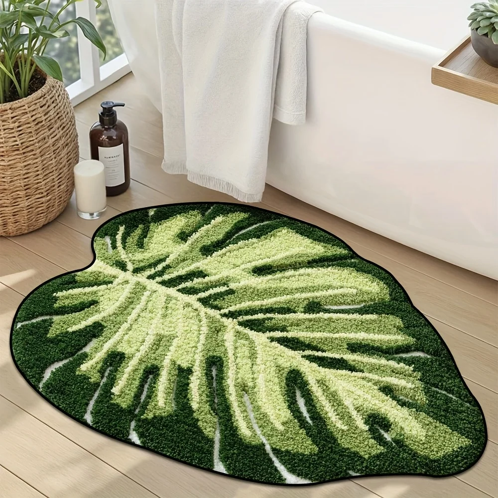 (60x80cm) Alfombra Suave Con Estampado De Hojas De Felpa, Alfombra De Noche, Decoración Del Hogar