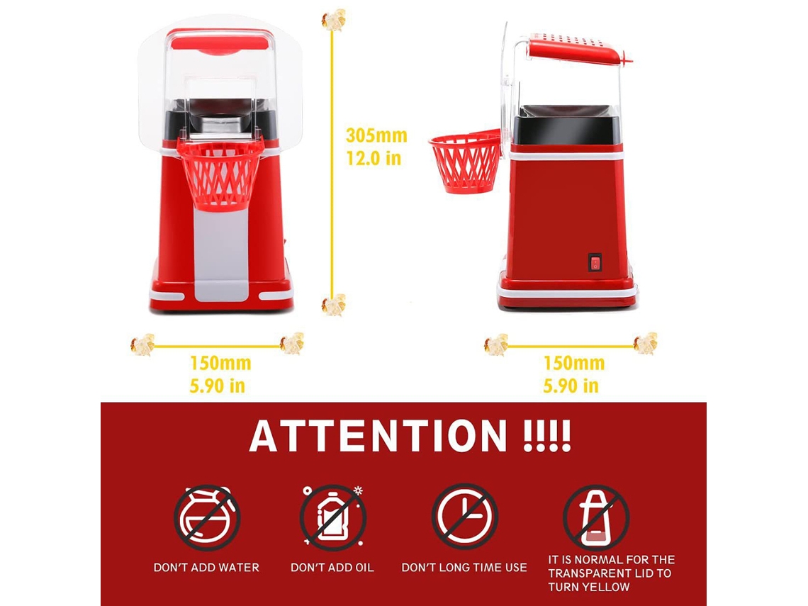 Mini Máquina Eléctrica Para Hacer Palomitas De Maíz De 1200 W Con Aro De Baloncesto, Diseño Europeo-americano, Sin Aceite, Fácil De Usar.