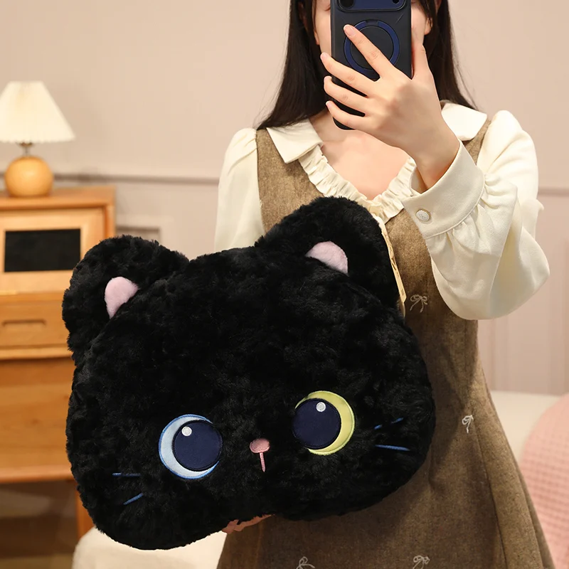 (gato Negro 40cm) Almohada/cojín Con Forma De Cabeza De Panda Mocoso Para Adultos Para Decoración Del Hogar