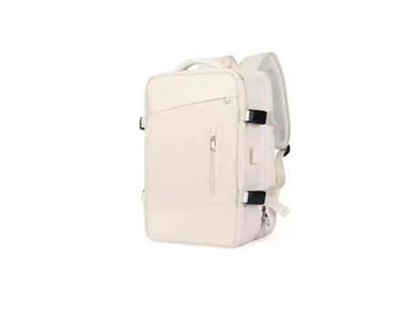 Mochila de viaje extra grande para computadora portátil, mochilas de negocios resistentes al agua con puerto de carga USB-2318 # Beige blanco