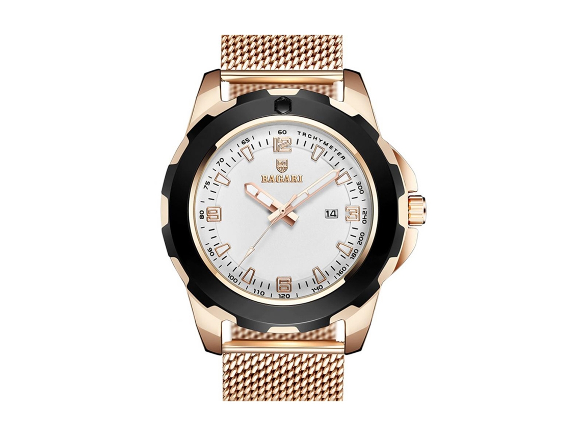 Reloj Deportivo Masculino De Metal Fashion Con Movimiento De Cuarzo Impermeable (oro Rosanegro)