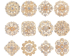 Ciieeo De 12 Broches Elegantes Em Liga Metálica Com Cristais Transparentes Para Decoração De Fantasias, Festas E Natal