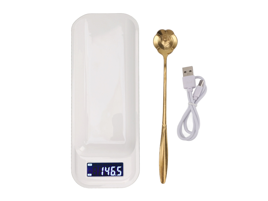 Báscula electrónica digital portátil para alimentos, 500 g, 0,1 g, precisión, con cuchara de cocina.