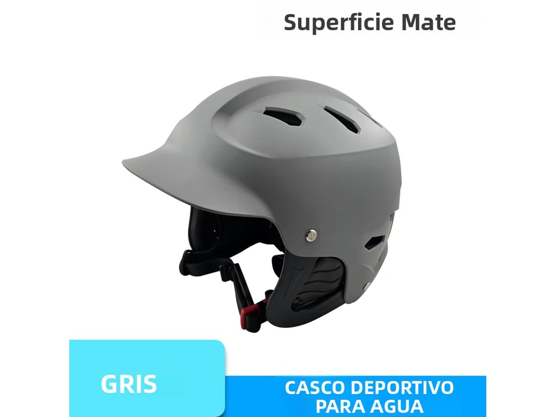 Casco de seguridad ajustable para deportes acuáticos, apto para kayak y esquí acuático. Mdug (gris mate).