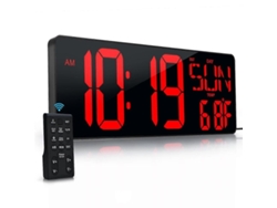 Reloj de pared digital grande de 17,2 pulgadas, LED con visualización de hora, fecha y semana, brillo ajustable automáticamente, enchufe de la UE.