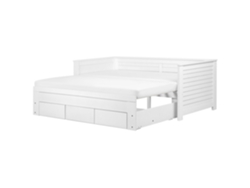 Cama con somier BELIANI Cahors de Madera de caucho Blanco 186x209x72
