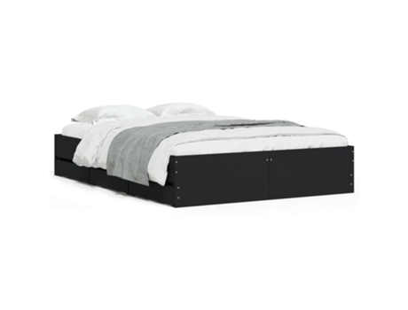Estructura de cama VIDAXL con cajones de madera negra (135x190 cm)