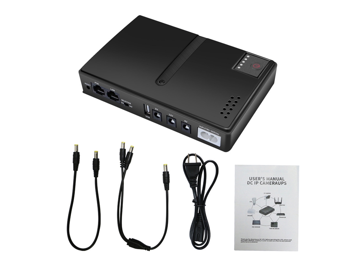 Ups 10400mah 36w Con 6 Salidas Usb 5v Dc 9v 12v Poe 15v 24v Para Cámara Router Us Plug