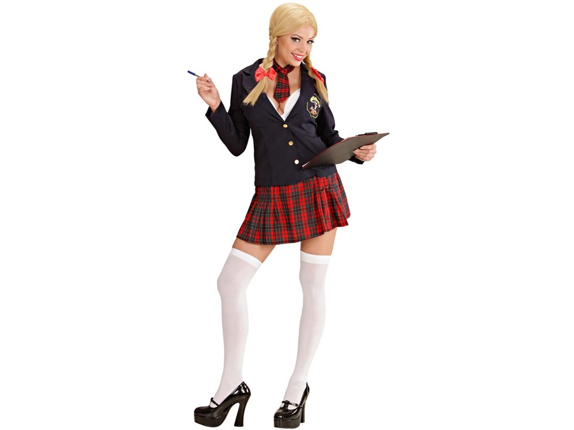 Disfraz de Colegiala negro y rojo con chaqueta para mujer