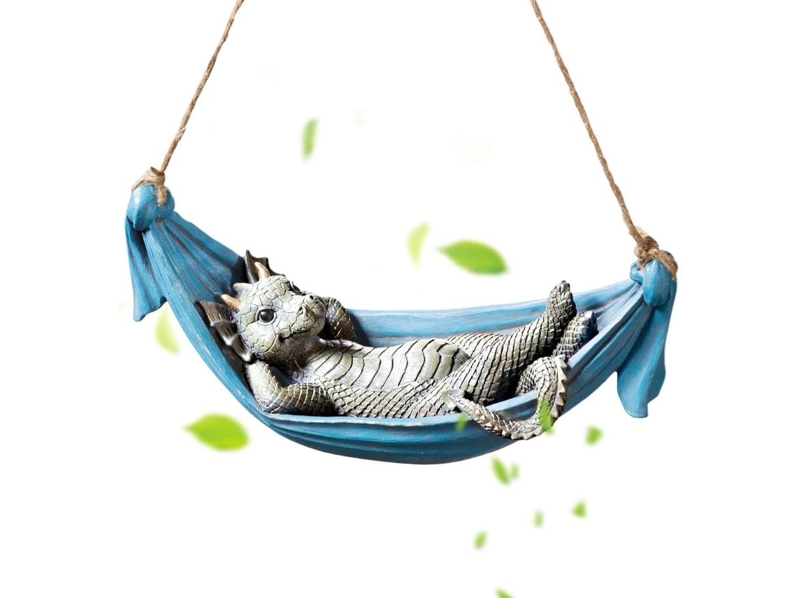 Estatua De Descanso, Escultura De Dragón Durmiendo - Dragón Descansando En Una Hamaca Colgante, Divertida Y Adorable