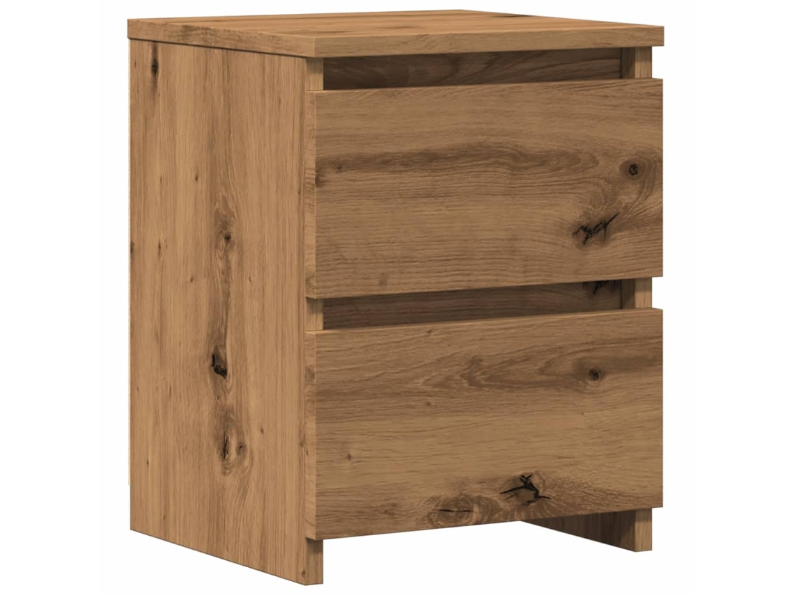 Mesita de noche con dos cajones 30 x 30 x 40 cm Madera industrializada Color roble Dec033530