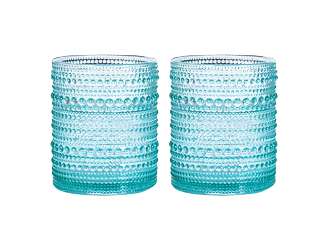 Juego de 2 vasos vintage de cristal de 355 ml, transparentes, con relieve, para cerveza, cócteles y whisky.
