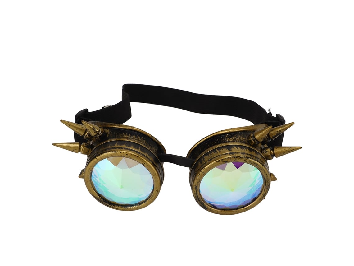 Gafas caleidoscopio Halloween Rave Psicodélico Steampunk Arcoíris Bronce
