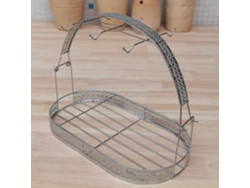 Porta Tazas De Hierro Forjado Con 6 Ganchos Y Canasta Superior Organizador De Vajilla Para Cocina Mesa Estantería Oro A