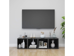 Estantería/Muebles de TV 4 Pzs 37X35X37 Cm Contrachapado Gris Brillante
