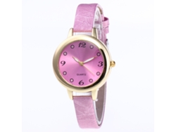 Reloj De Pulsera Para Mujer Zhoulianfa De Acero Cuadro Redondo Correa Pu Rosa