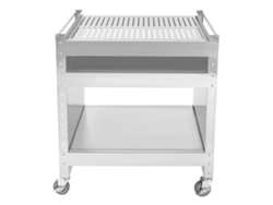 Carrito para asar de acero inoxidable, estantes ajustables, 4 ruedas bloqueables, diseño espacioso, color plateado OEM