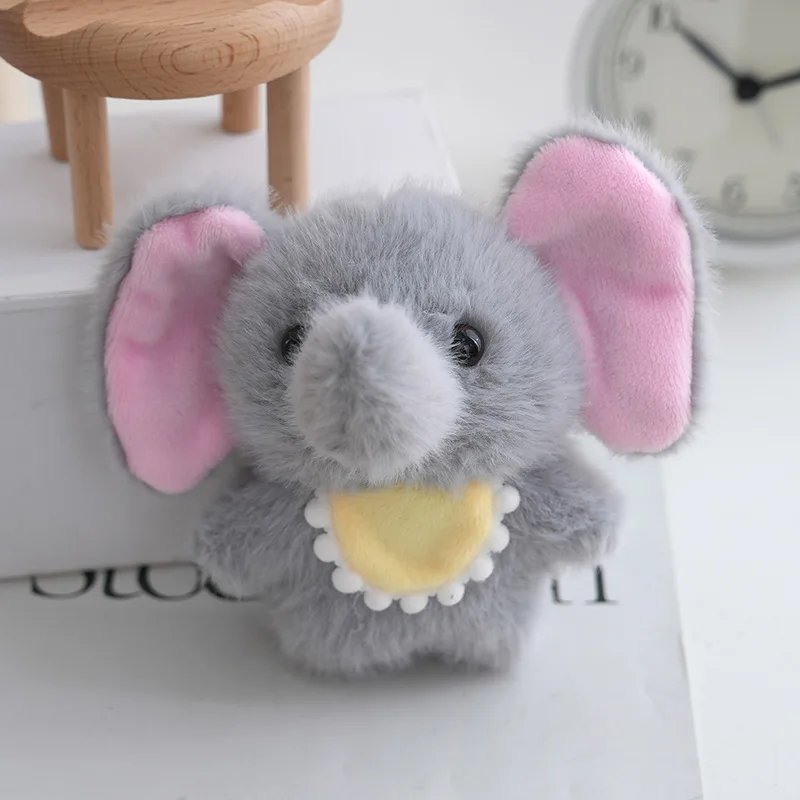 (gris) Lindo Llavero De Peluche Con Colgante De Elefante Y Bufanda