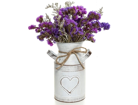 Florero de metal Shabby Chic Lata de leche Decoración de granja Jarra de metal Maceta Plantas falsas en jarrón de hojalata decorativo para centros ...