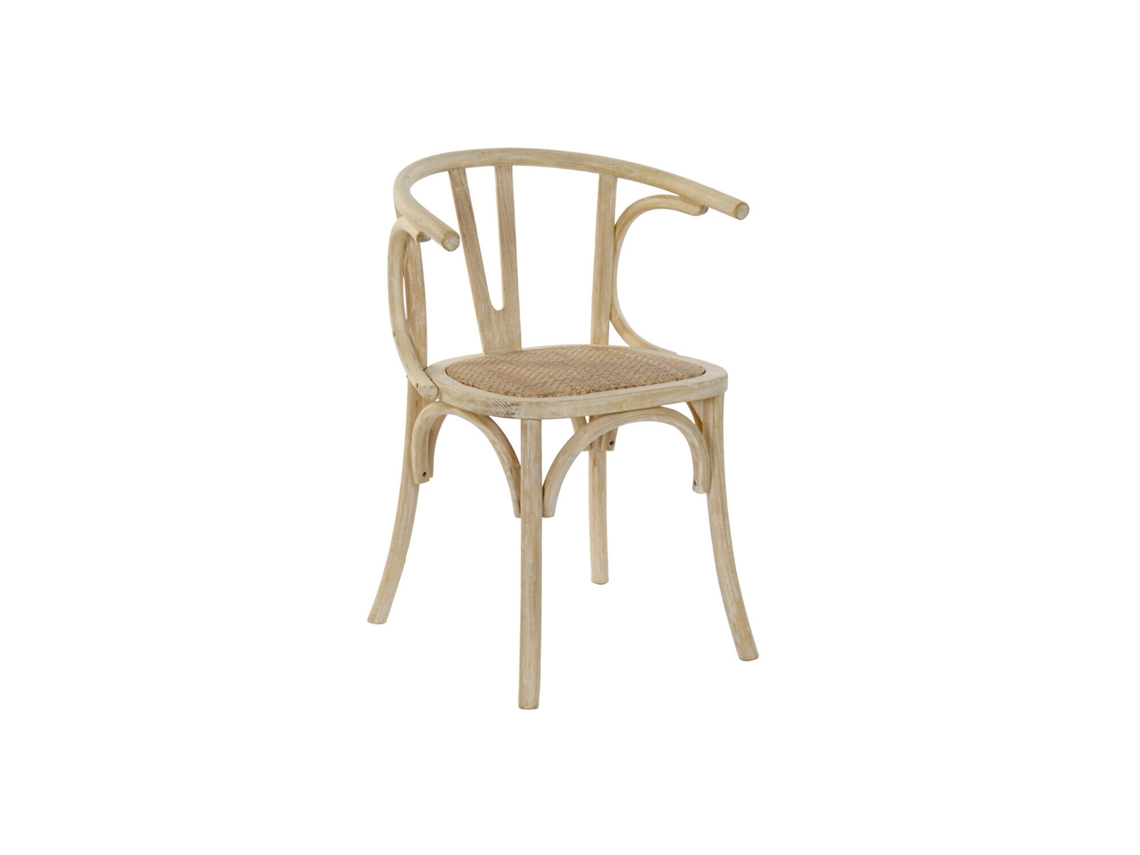 Silla de olmo, ratán, tela envejecida, 56x50x75cm ALEXANDRA HOUSE LIVING
