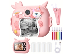 Câmara Digital Eifson Cámara De Impresión Para Niños Pantalla Hd De 2,4 Pulgadas Cámara Dual Rosa