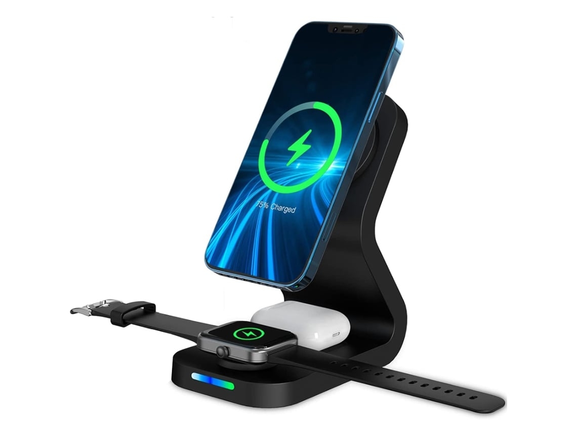 Estación de Carga Sem Fio Rápido para Apple YEMAESRE Negro