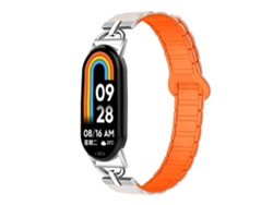Bracelete Para Xiaomi Smart Band 10/9/8 - Silicone Magnético - Três Esferas Em Formato De D Laranja Starlight