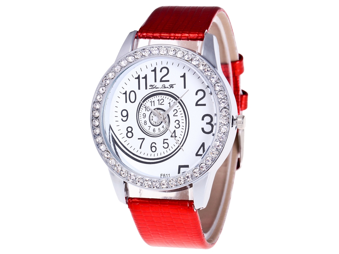 Reloj De Moda Para Mujer Zhoulianfa Con Esfera Redonda Y Diamantes De Imitación, Correa De Piel Sintética.