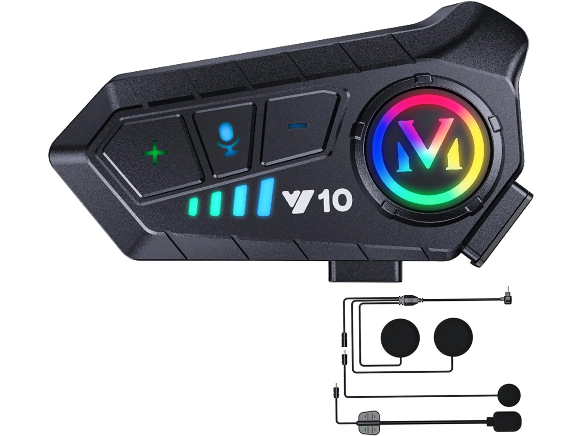 Intercomunicador para casco de motocicleta Siurn con cancelación de ruido y Bluetooth 5.3 (negro)