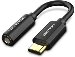 Cable Adaptador VENTION convertidor audio Tipo-C para Jack 3.5mm 0.1M - negro Metalizado