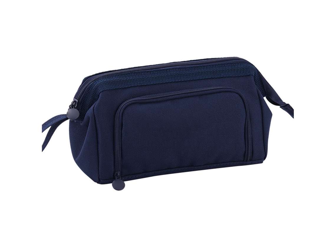Estuche Portátil Para Bolígrafos Infantiles De Gran Capacidad, De Dos Capas, Con Cremallera Y Ventana, Color Azul Marino.