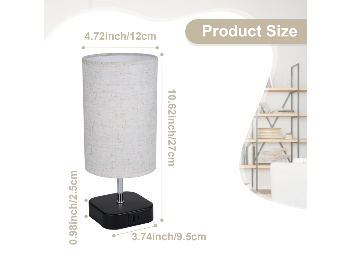 2026-lámpara De Mesa Con Control Táctil, 4w Led Luz Blanca Cálida, 3 Niveles Regulables, Puertos Usb A+c Para Dormitorio Sala De Estar