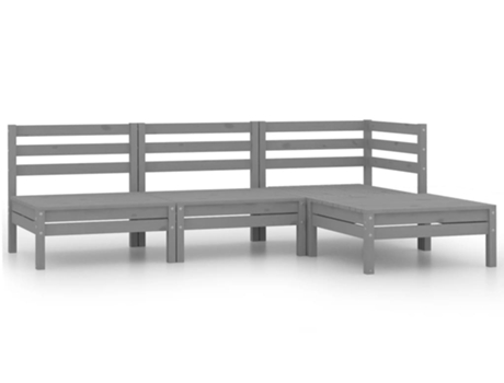 Conjunto 4 Conjunto de muebles de jardín VIDAXL madera maciza pino gris
