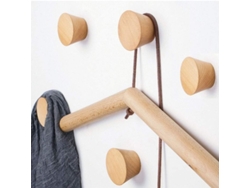 Gancho De Pared Redondo De Madera, 5 Piezas, Estilo Retro Decorativo, Soporta Hasta 15 Kg, Multiusos.