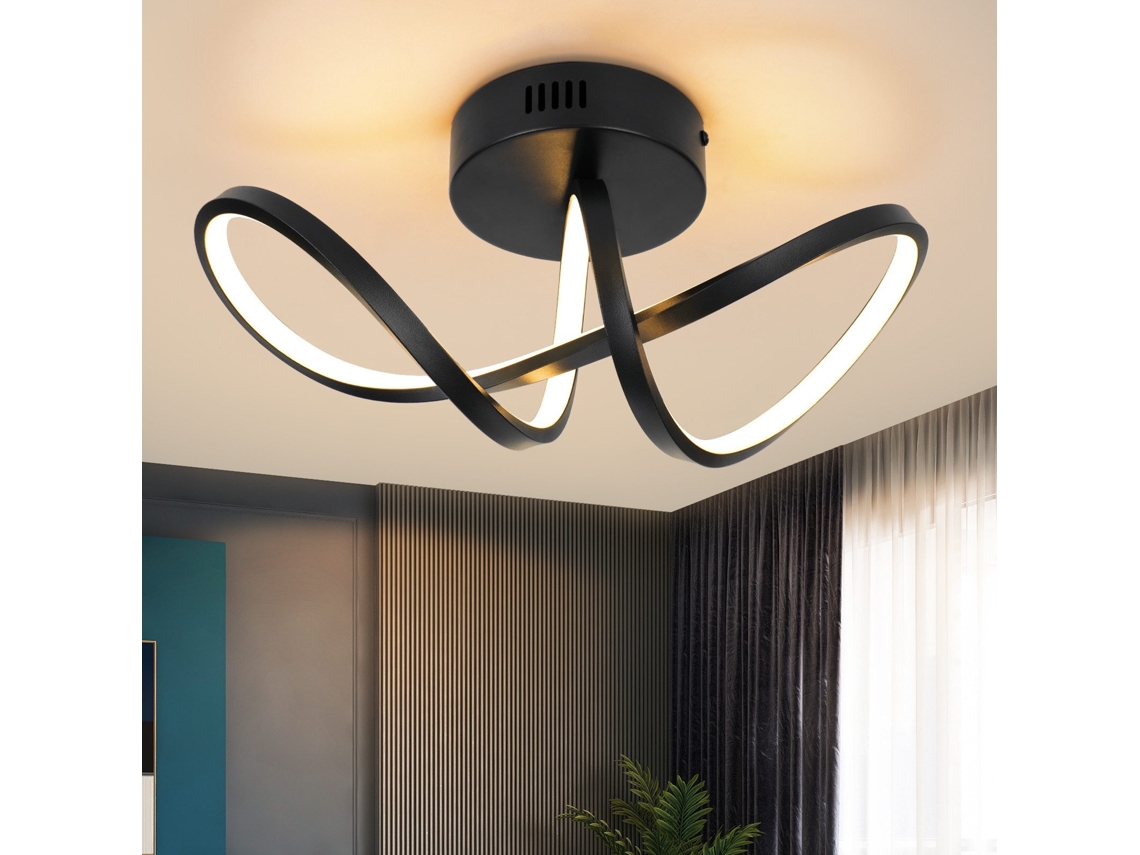 Lámpara de techo LED moderna negra para sala de estar, 12 W, interior, 3000 K, blanco cálido, LED integrado permanentemente, Nettlife