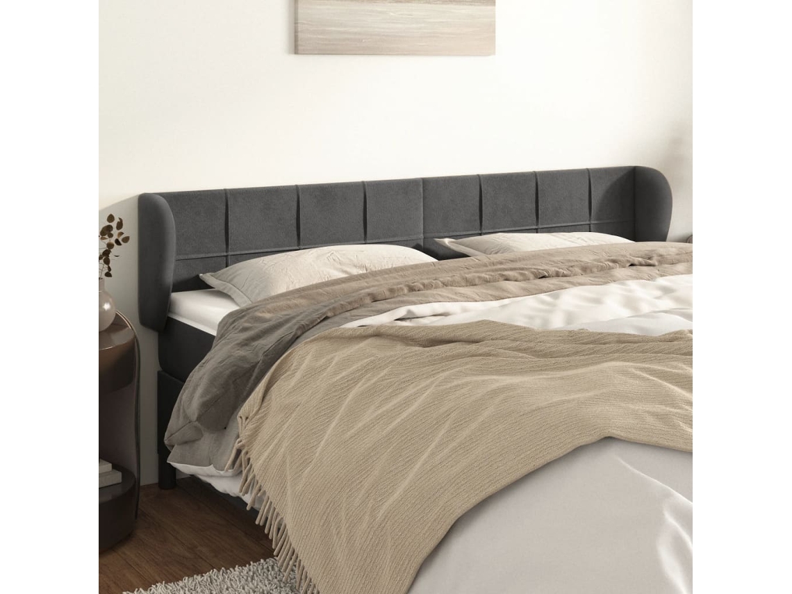 Cabecero De Terciopelo Gris Oscuro 183x23x78/88 Cm